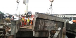 Demolição controlada com serra diamantada e fio diamantado na Ponte em Rodovia