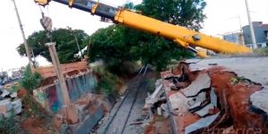 Desmonte de viaduto ferroviário em Mirassol - Sp